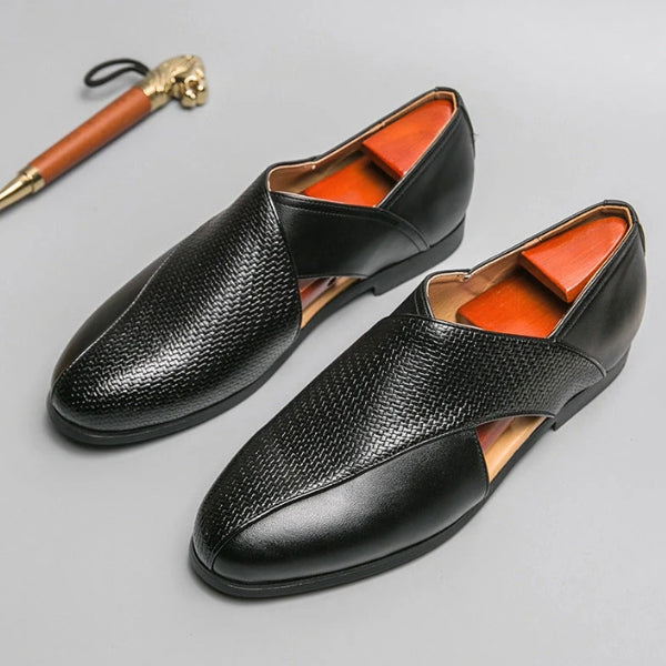 The Riviera Textured Cross-Strap Loafers