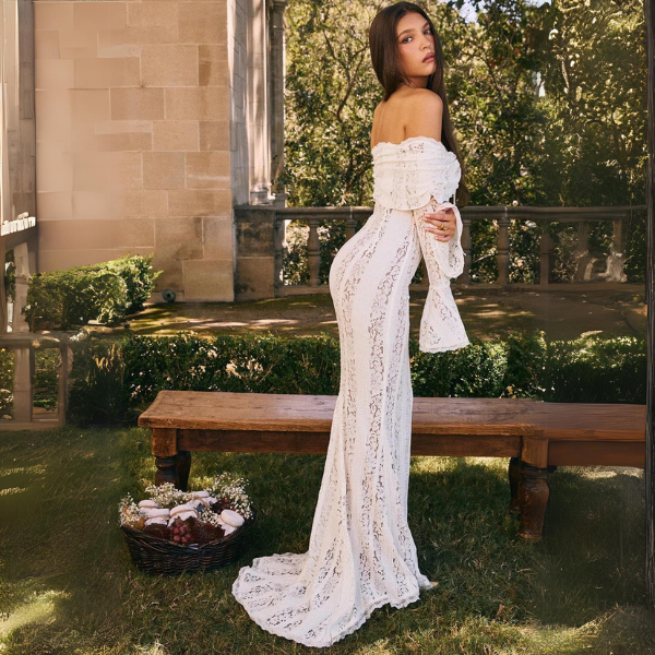 The Vienna Off-Shoulder Lace Evening Dress