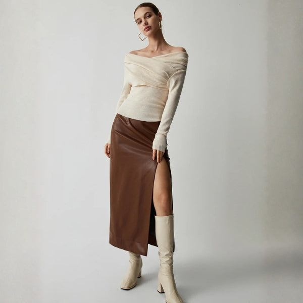The Verona Draped Off-Shoulder Knit Top