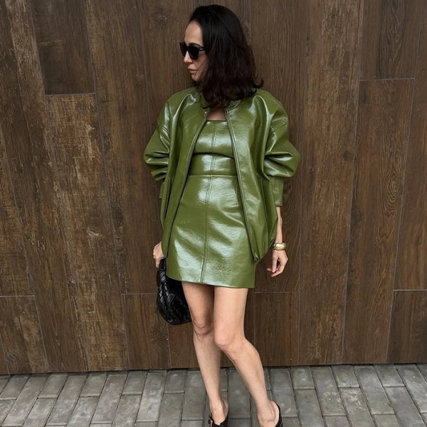 The Soho Zip-Front Leather Bomber Jacket