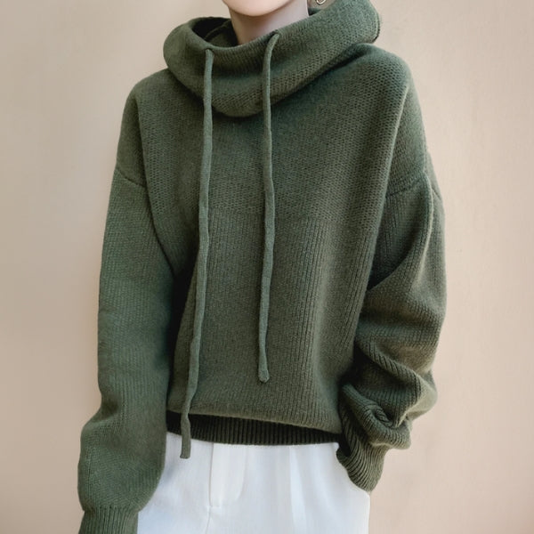 The Laguna Drawstring Cowl-Neck Knit Sweater