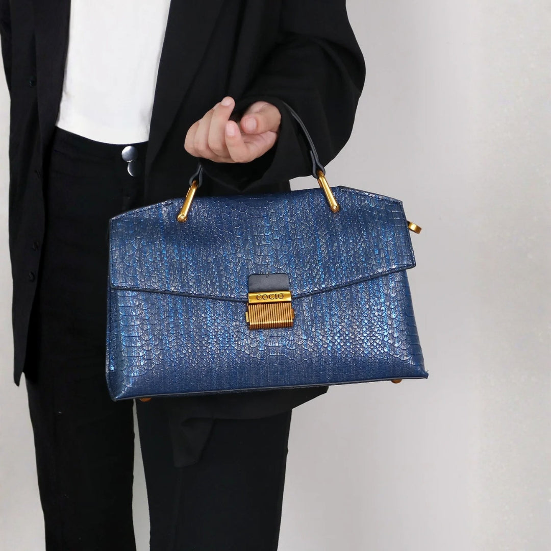 The Sorrento Snake-Texture Top-Handle Bag