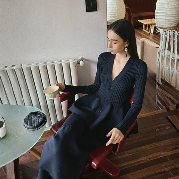 The Rome Peplum Ribbed Knit Cardigan