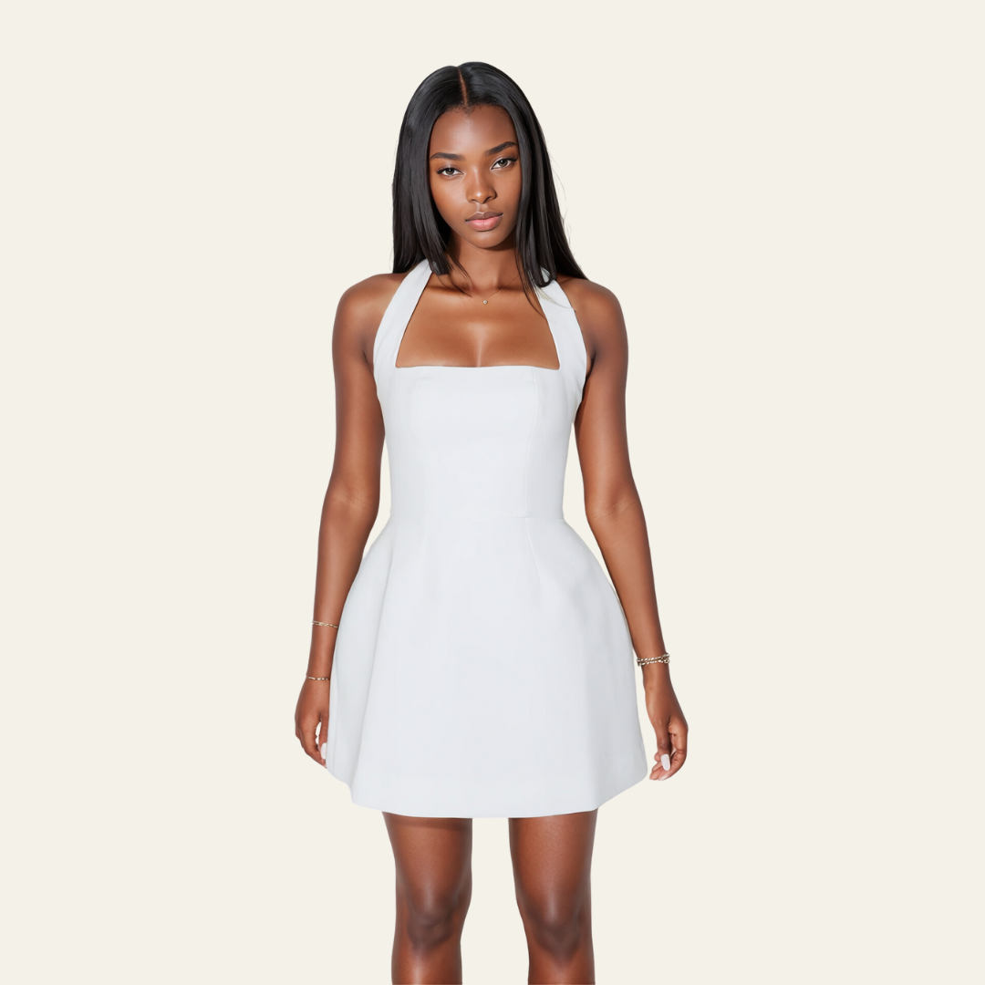 The Milan Structured Halter Mini Dress