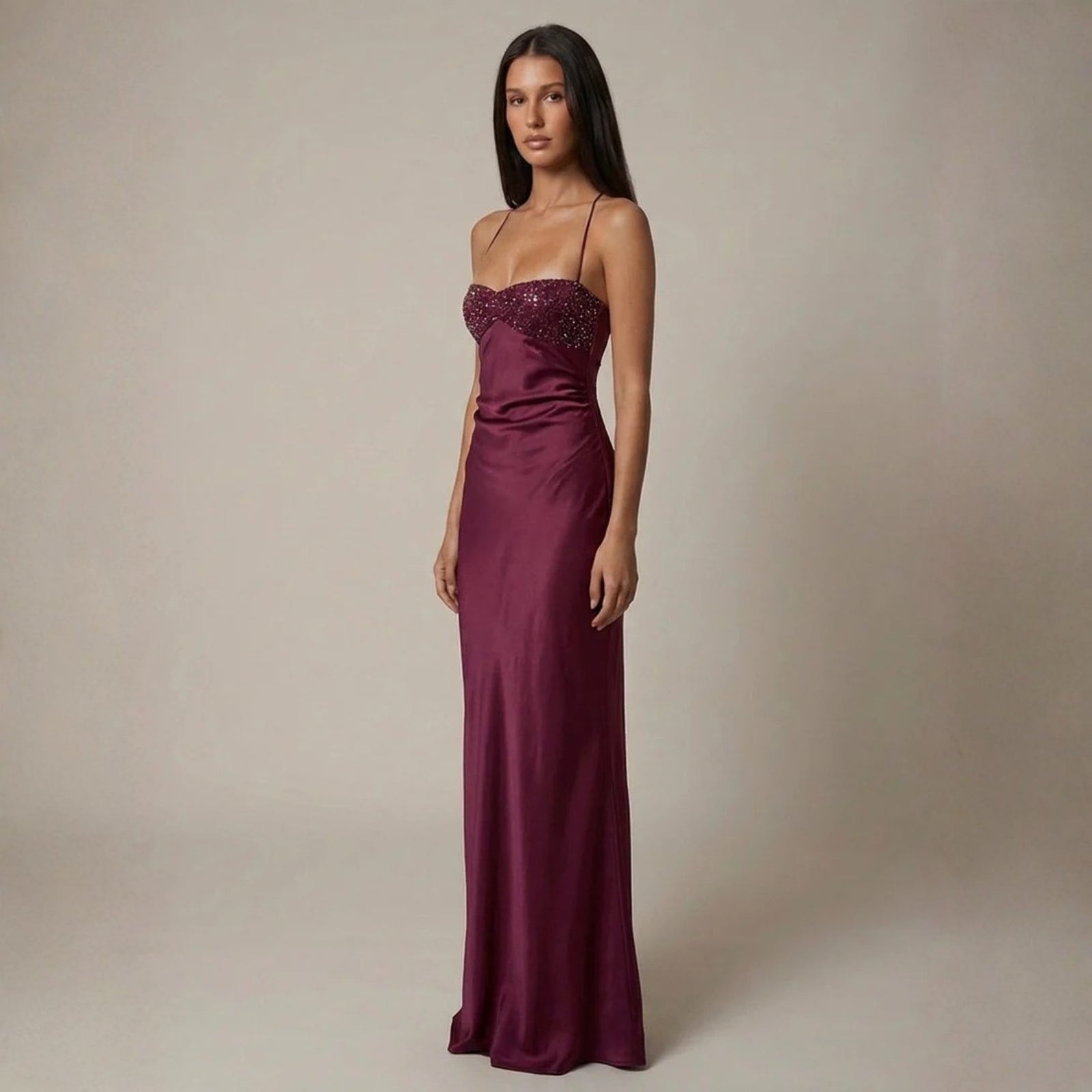The Verona Satin-Finish Maxi Dress