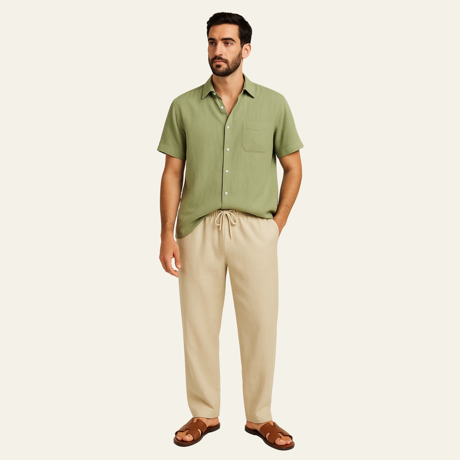 The Provençal Linen Set Beige