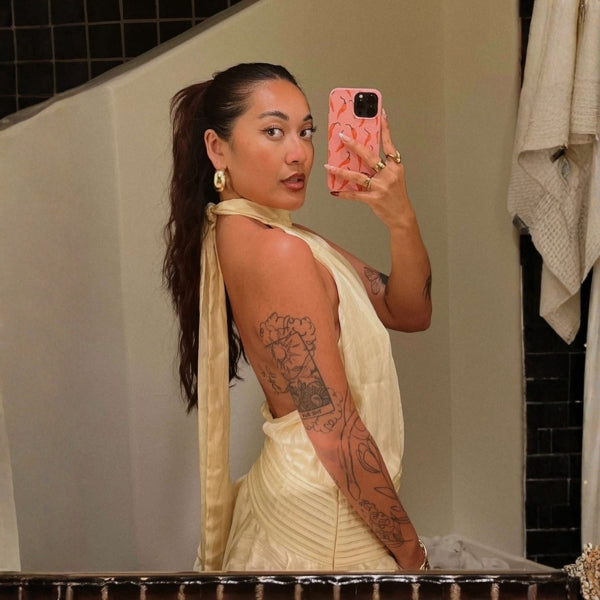 The Loren Apricot Draped Mini Dress