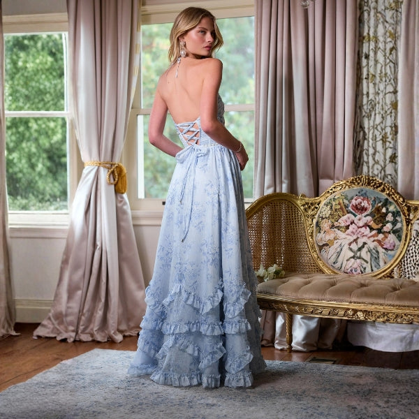 The Amalfi Blue Tapestry Maxi Dress