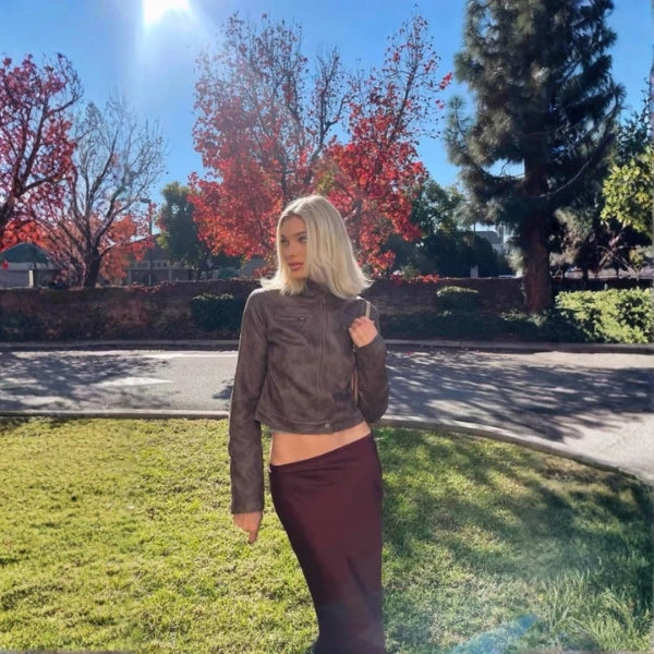 The Milan Cropped Leather Moto Jacket