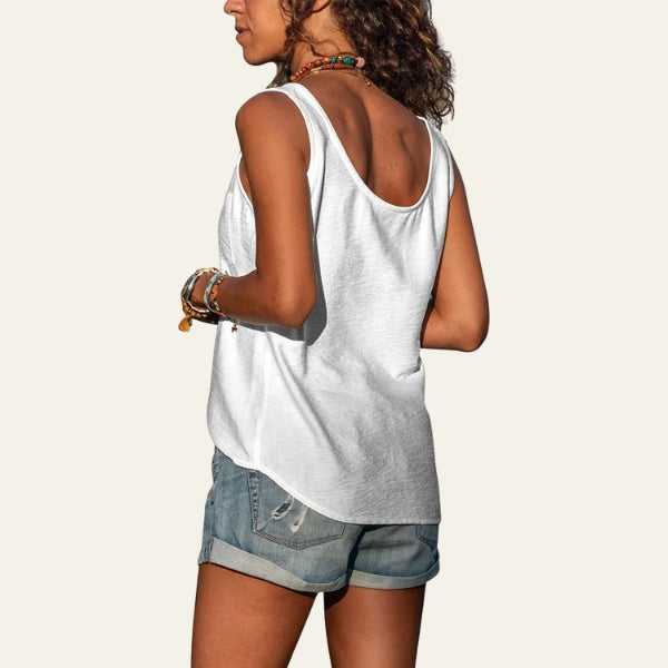The Riviera Button-Front Pocket Tank