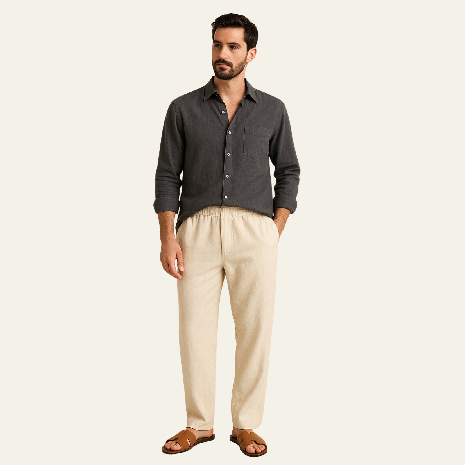 The Atlas Linen Set Beige