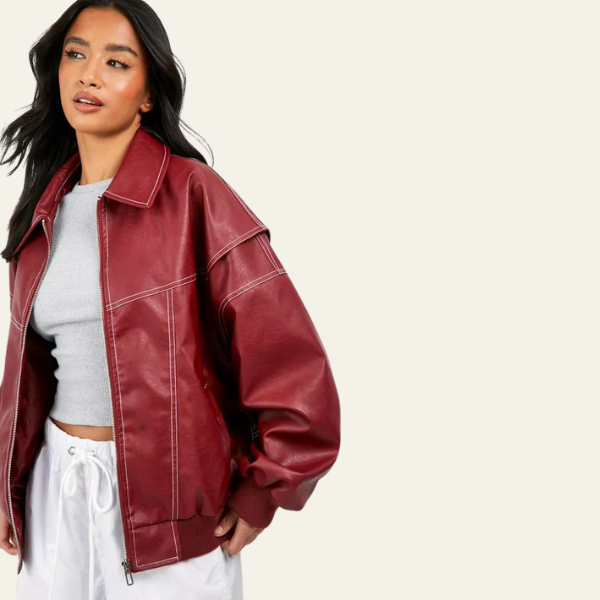 The Bordeaux Oversized Zip Jacket