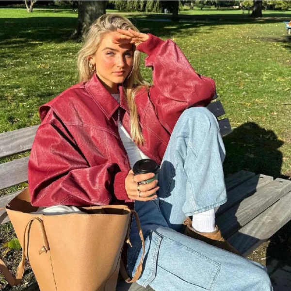 The Bordeaux Oversized Zip Jacket