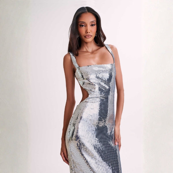 The Capri Cutout-Sequin Maxi Dress