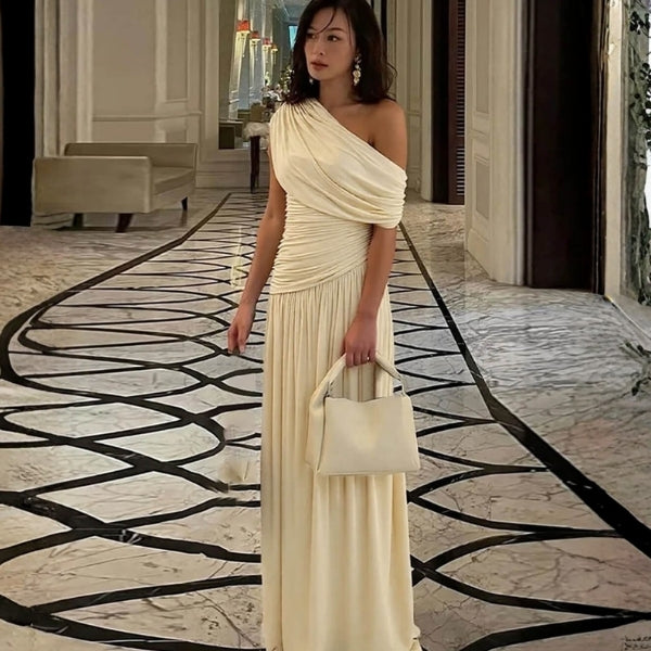 The Athena One-Shoulder Draped Maxi Dress