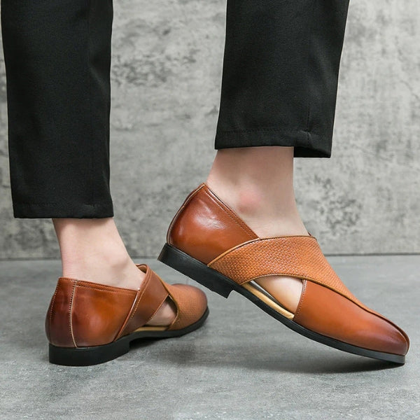 The Riviera Textured Cross-Strap Loafers