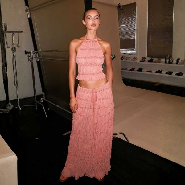 The Capri Tiered Halter Maxi Set