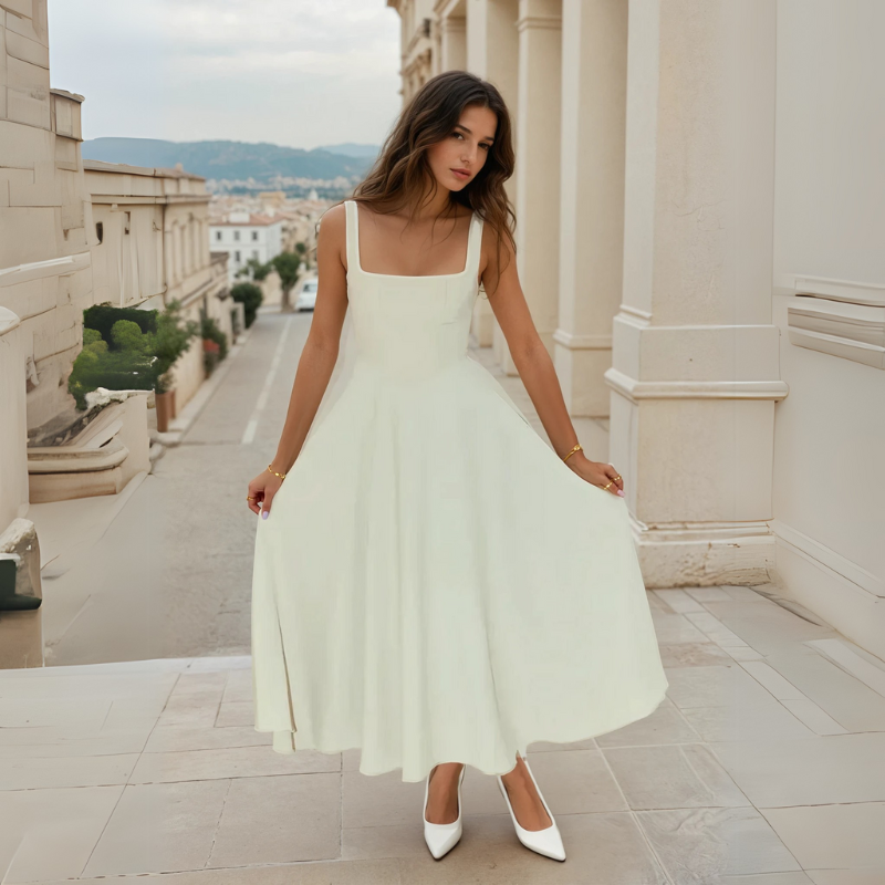 The Valencia Square-Neck Midi Dress