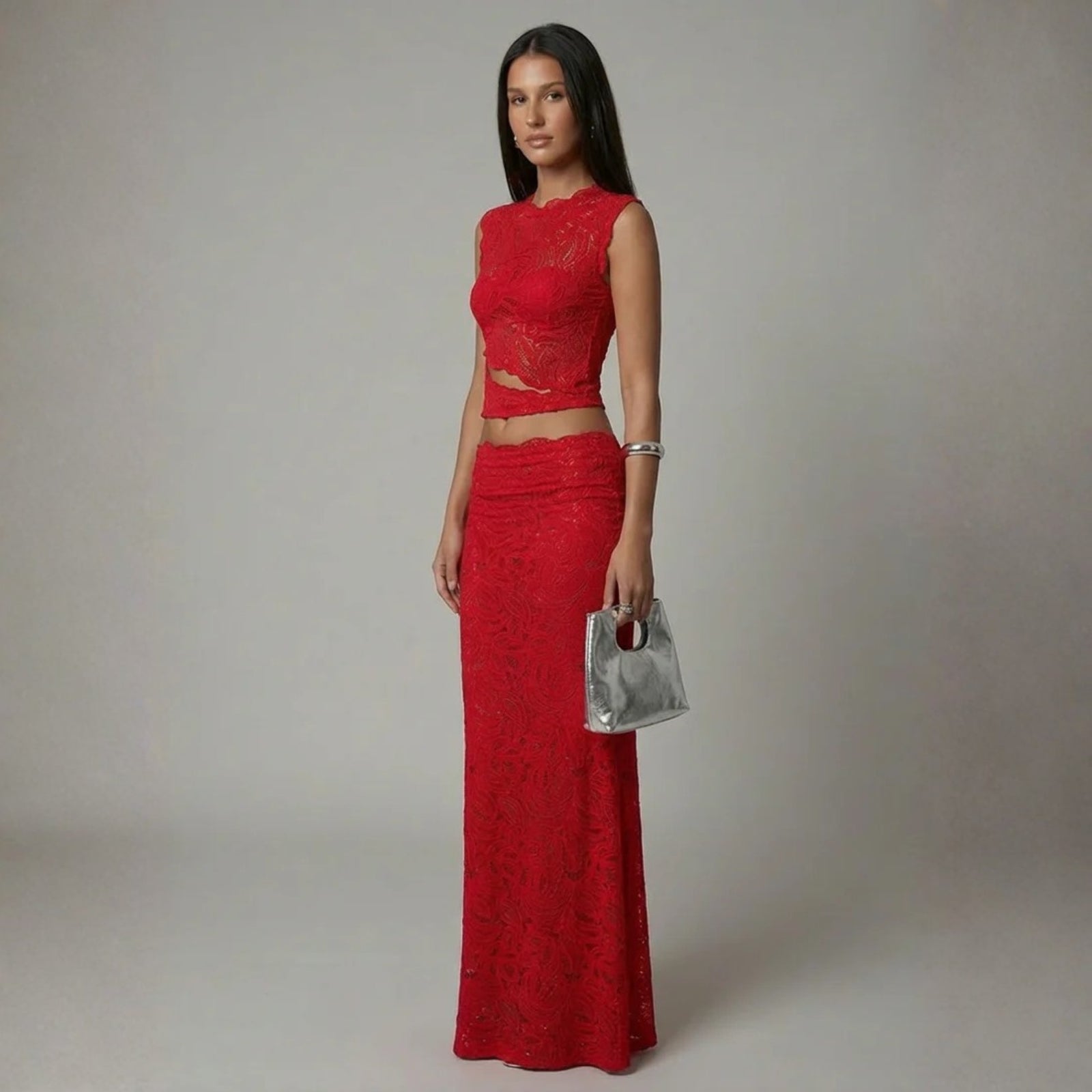 The Marbella Delicate Lace-Inspired Maxi Set