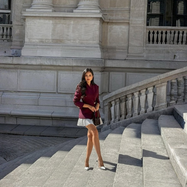 The Paris Pleated-Hem Blazer Dress