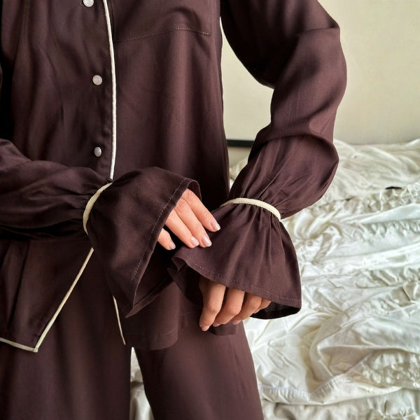 The Aspen Contrast-Piped Pajama Set
