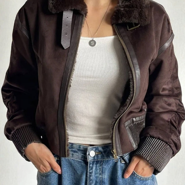 The Aspen Faux-Shearling Collar Bomber Jacket