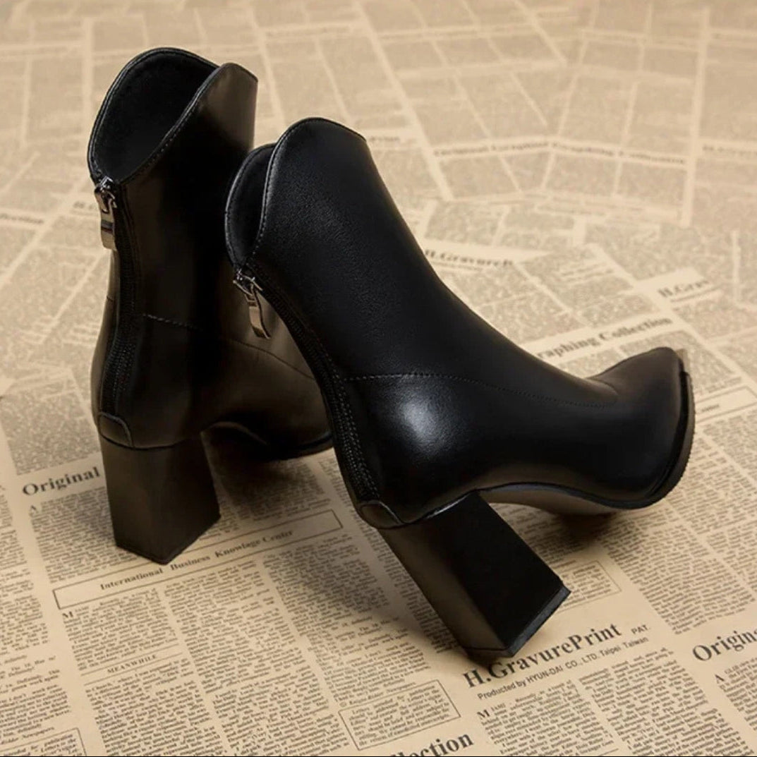 The Riviera Block-Heel Zip Ankle Boots