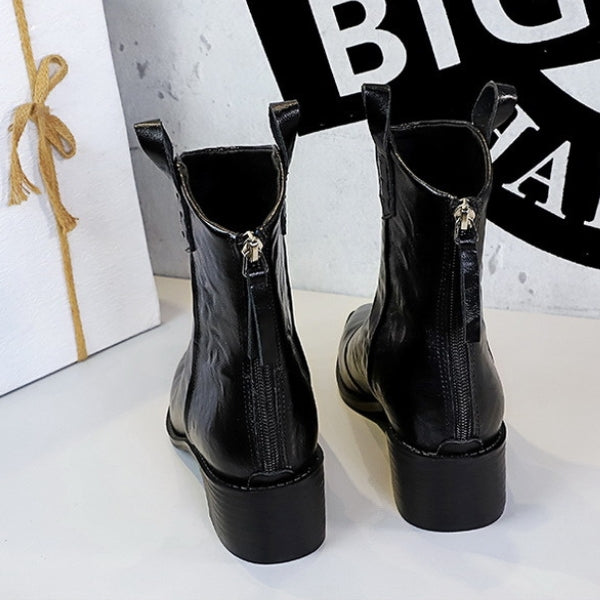 The Dakota Zip-Detail Block Heel Ankle Boots