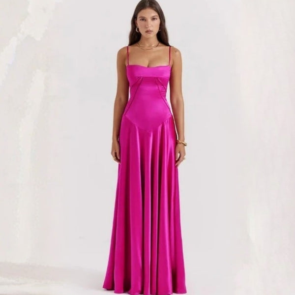 The Mirrorcurve Satin-Finish Maxi Dress