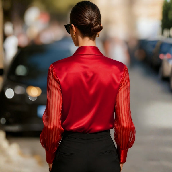 The Parisian Sheer-Stripe Satin Shirt