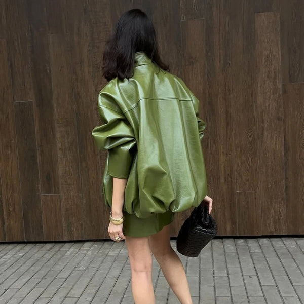 The Soho Zip-Front Leather Bomber Jacket