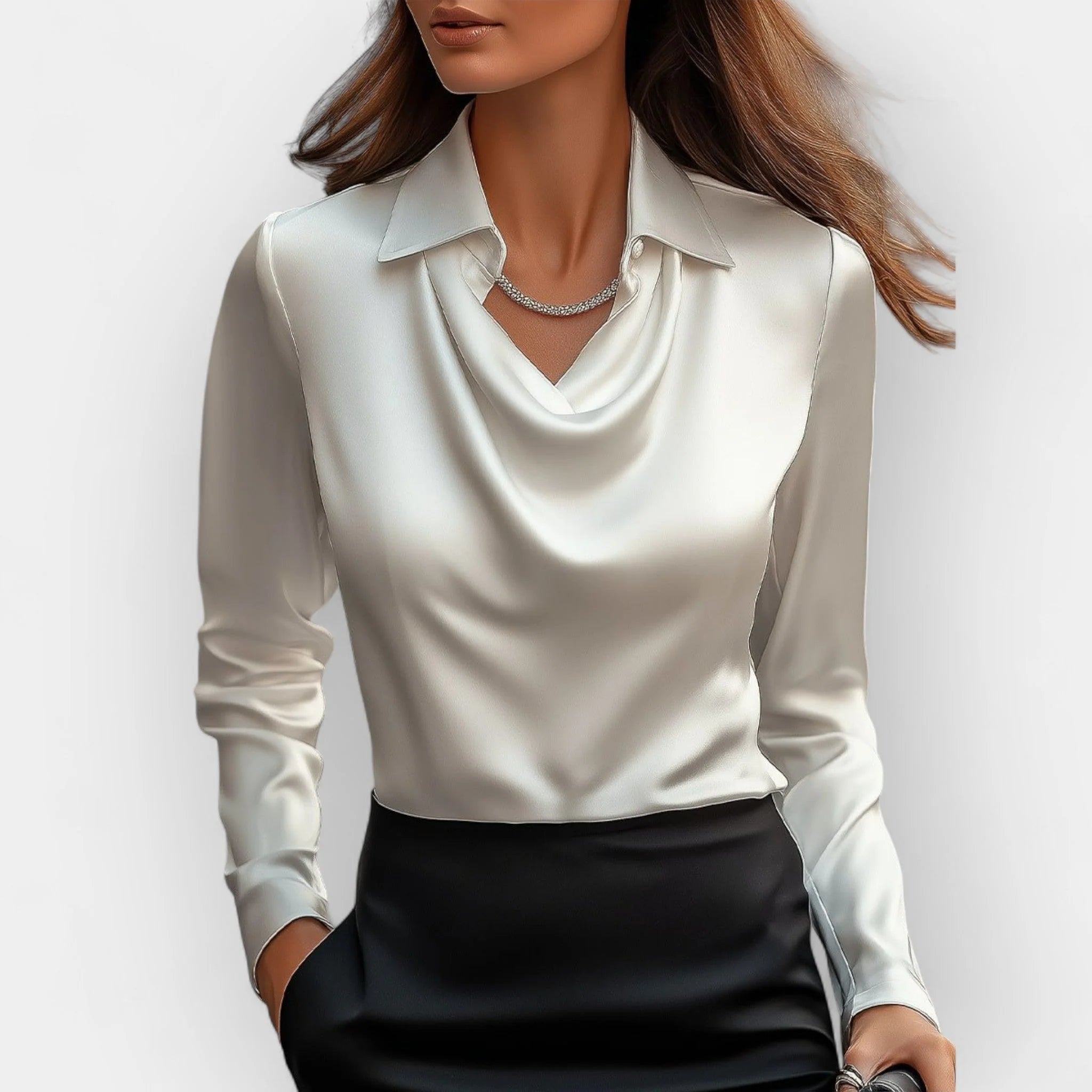 The Paris Draped Cowl-Neck Blouse