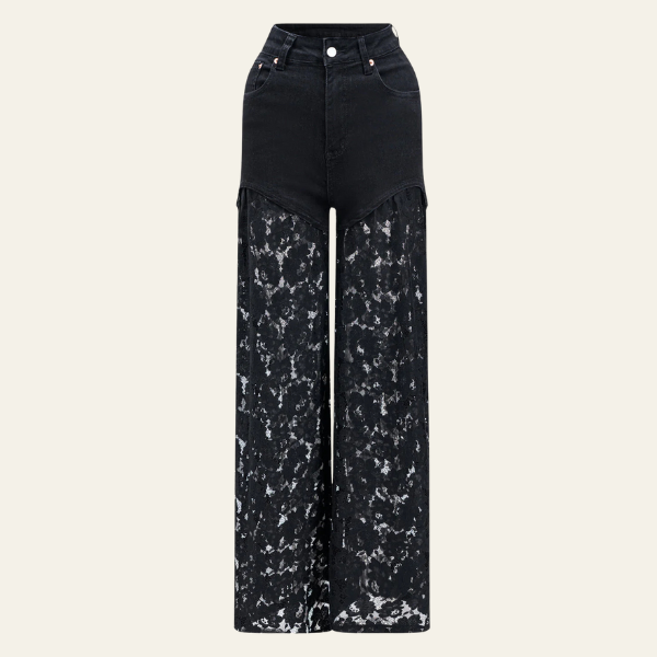 The Evania Lace-Detail High-Waisted Jeans