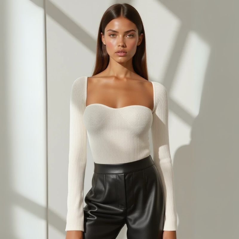 The Foglia White Knit Top