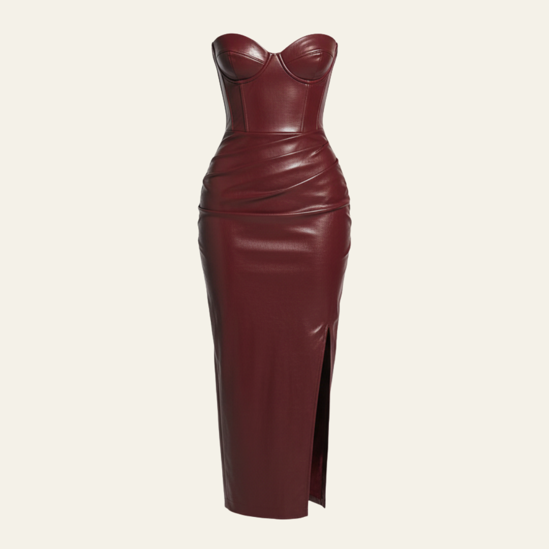 chinese dress ladies North Beach Fall 1993 Red Leather Lace Up Corset Dress main image 1