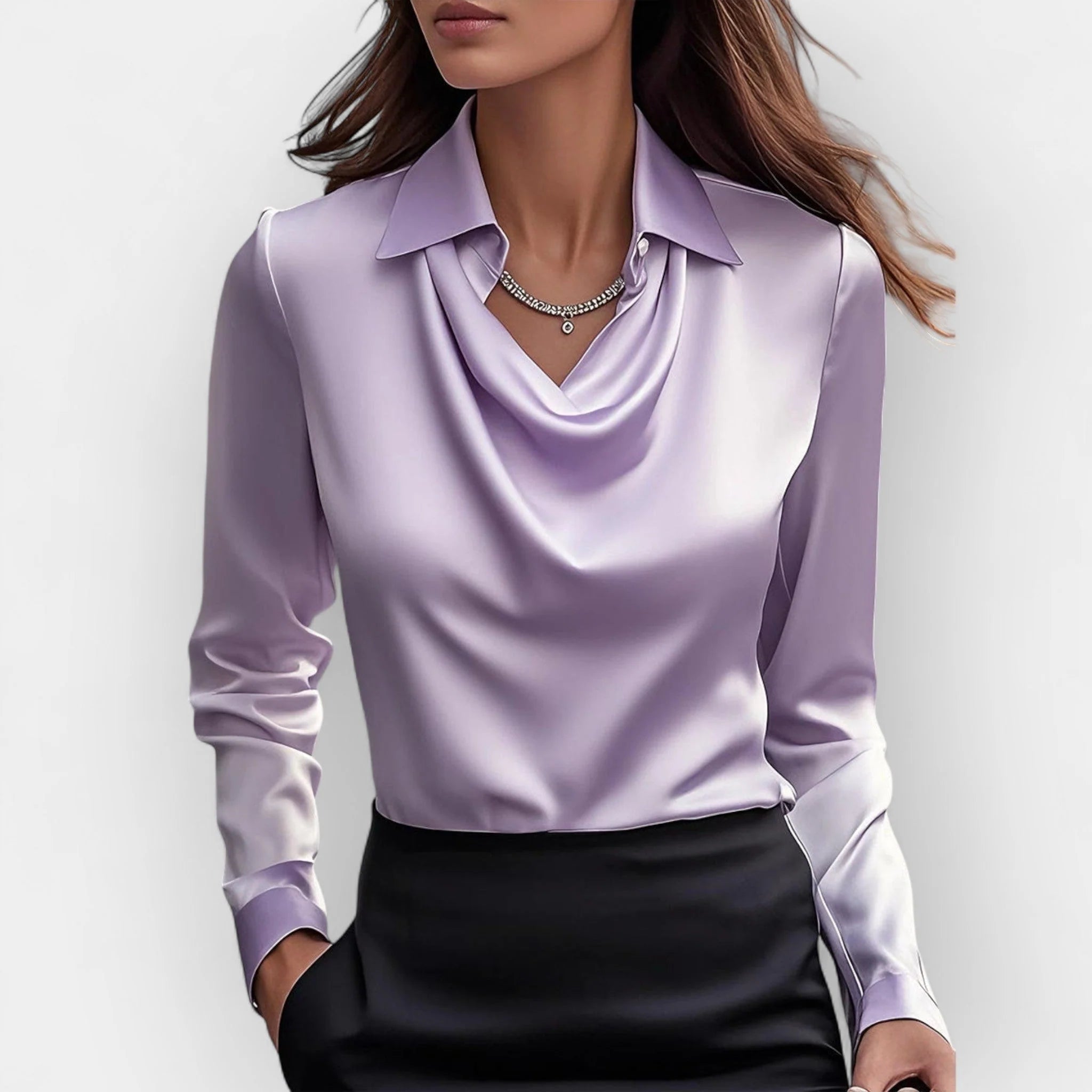 The Paris Draped Cowl-Neck Blouse