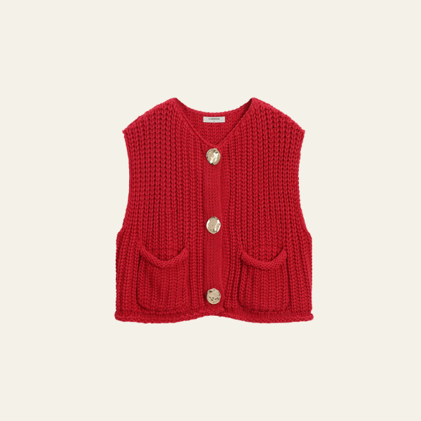 The Amelie Chunky Knit Button Vest
