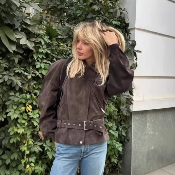 The Marisse Belted Retro Moto Jacket