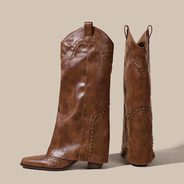 The Taura Studded Square-Toe Boots