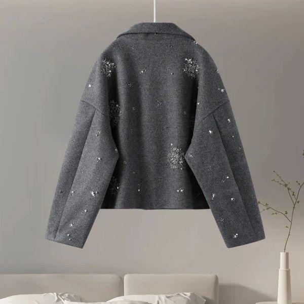 The Elara Embellished High-Collar Pea Coat