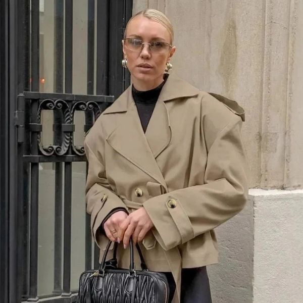 The Élodie Cropped Belted Trench Jacket