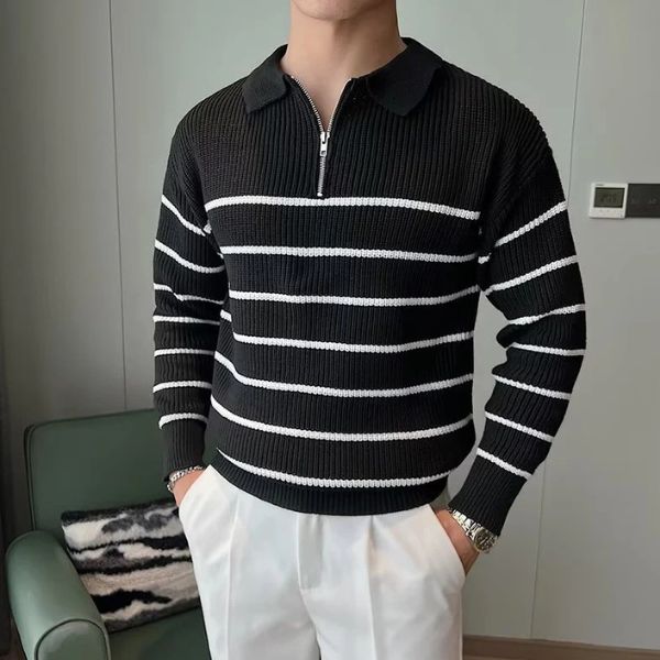 The Arven Striped Half-Zip Knit Sweater