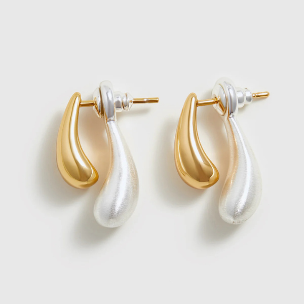 The Elara Two-Tone Water Drop Earrings