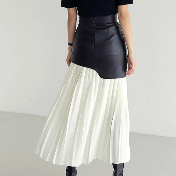 The Elise Contrast Pleated Maxi Skirt