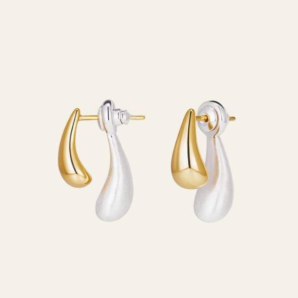 The Elara Two-Tone Water Drop Earrings