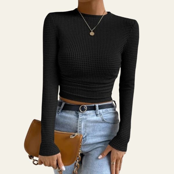 The Delancey Textured Long-Sleeve Fitted Top