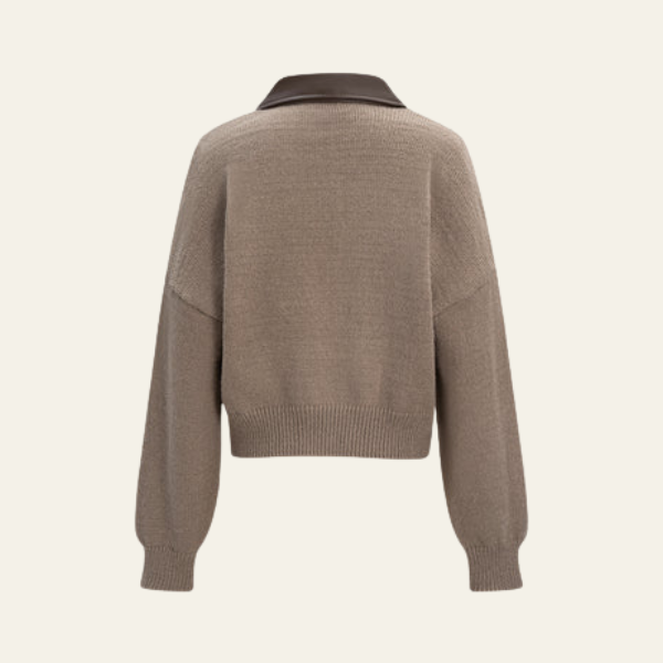 The Sienna Contrast Collar Zip Cardigan