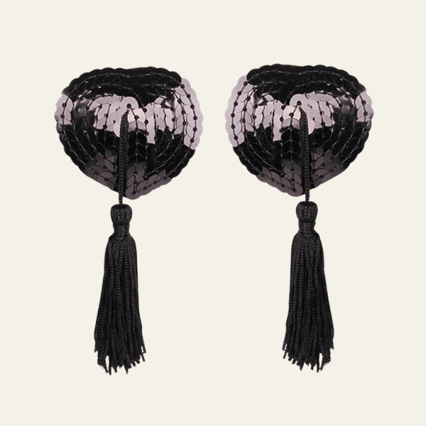 The Amora Sequin Heart Tassel Pasties