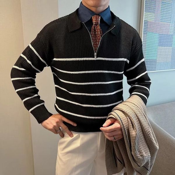 The Arven Striped Half-Zip Knit Sweater