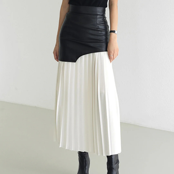 The Elise Contrast Pleated Maxi Skirt